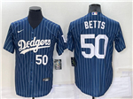 Los Angeles Dodgers #50 Mookie Betts Blue Pinstripe Cool Base Jersey