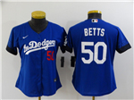 Los Angeles Dodgers #50 Mookie Betts Women's Royal Blue 2021 City Connect Cool Base Jersey