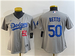 Los Angeles Dodgers #50 Mookie Betts Women's Alternate Gray Limited Jersey