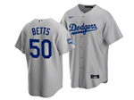 Los Angeles Dodgers #50 Mookie Betts Alternate Gray 2020 World Series Champions Cool Base Jersey