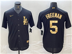 Los Angeles Dodgers #5 Freddie Freeman Black Gold Jersey
