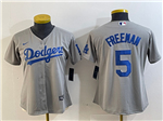 Los Angeles Dodgers #5 Freddie Freeman Women's Alternate Gray Jersey