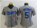 Los Angeles Dodgers #5 Freddie Freeman Women's Alternate Gray Cool Base Jersey