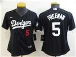 Los Angeles Dodgers #5 Freddie Freeman Women's Black Turn Back The Clock Jersey