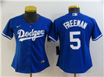 Los Angeles Dodgers #5 Freddie Freeman Women's Royal Blue Cool Base Jersey