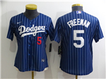 Los Angeles Dodgers #5 Freddie Freeman Women's Blue Pinstripe Cool Base Jersey
