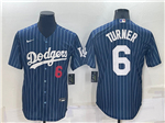 Los Angeles Dodgers #6 Trea Turner Blue Pinstripe Cool Base Jersey