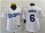 Los Angeles Dodgers #6 Trea Turner Youth White Cool Base Jersey