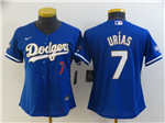 Los Angeles Dodgers #7 Julio Urias Women's Blue 2021 Gold Program Cool Base Jersey