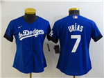 Los Angeles Dodgers #7 Julio Urias Women's Royal Blue 2021 City Connect Cool Base Jersey