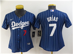Los Angeles Dodgers #7 Julio Urias Women's Blue Pinstripe Cool Base Jersey