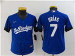 Los Angeles Dodgers #7 Julio Urias Youth Royal Blue 2021 City Connect Cool Base Jersey