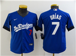 Los Angeles Dodgers #7 Julio Urias Youth Royal Blue 2021 City Connect Cool Base Jersey