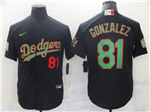 Los Angeles Dodgers #81 Victor Gonzalez Black Mexico Flag Themed World Series Jersey