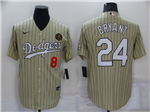 Los Angeles Dodgers #8/24 Kobe Bryant Gold Pinstripe KB Cool Base Jersey