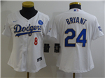 Los Angeles Dodgers #8/24 Kobe Bryant Women's White 2021 Gold Program Cool Base Jersey