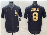 Los Angeles Dodgers #8 Kobe Bryant Black Gold Jersey