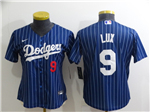 Los Angeles Dodgers #9 Gavin Lux Women's Blue Pinstripe Cool Base Jersey