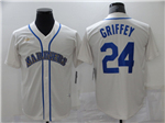 Seattle Mariners #24 Ken Griffey Jr. Cream Cooperstown Collection Cool Base Jersey