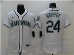 Seattle Mariners #24 Ken Griffey Jr. White Flex Base Jersey