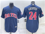 Seattle Mariners #24 Ken Griffey Jr. Navy Stars & Stripes Fashion Independence Day Jersey