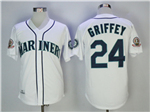Seattle Mariners #24 Ken Griffey Jr. 1995 Throwback White Jersey