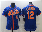 New York Mets #12 Francisco Lindor Royal/Orange Flex Base Jersey