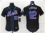 New York Mets #12 Francisco Lindor Black Flex Base Jersey