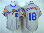 New York Mets #18 Darryl Strawberry 1987 Grey Throwback Jersey