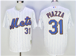 New York Mets #31 Mike Piazza Throwback White Pinstripe Jersey