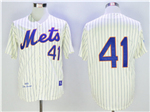 New York Mets #41 Tom Seaver 1969 Throwback Cream Pinstripe Jersey