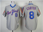 New York Mets #8 Gary Carter 1987 Throwback Gray Jersey