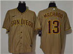 San Diego Padres #13 Manny Machado Gray Pinstripe 2020 Cool Base Jersey