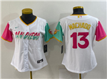 San Diego Padres #13 Manny Machado Women's White 2022 City Connect Cool Base Jersey