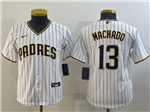 San Diego Padres #13 Manny Machado Youth White Cool Base Jersey