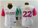 San Diego Padres #22 Juan Soto Youth White 2022 City Connect Cool Base Jersey