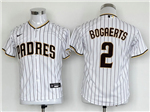 San Diego Padres #2 Xander Bogaerts Youth White Pinstripe Cool Base Jersey