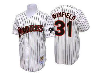 San Diego Padres #31 Dave Winfield 1978 Throwback White Pinstripe Jersey