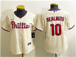 Philadelphia Phillies #10 J.T. Realmuto Women's Cream Cool Base Jersey
