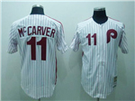 Philadelphia Phillies #11 Tim McCarver 1976 Throwback White Pinstripe Jersey
