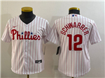 Philadelphia Phillies #12 Kyle Schwarber Youth White Cool Base Jersey