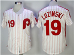 Philadelphia Phillies #19 Greg Luzinski 1983 White Pinstripe Throwback Jersey