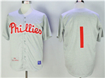Philadelphia Phillies #1 Richie Ashburn 1950 Throwback Gray Jersey