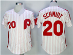 Philadelphia Phillies #20 Mike Schmidt 1983 White Pinstripe Throwback Jersey