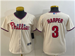 Philadelphia Phillies #3 Bryce Harper Women's Cream Cool Base Jersey