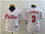 Philadelphia Phillies #3 Bryce Harper Youth White Cool Base Jersey