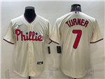 Philadelphia Phillies #7 Trea Turner Cream Cool Base Jersey
