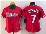 Philadelphia Phillies #7 Trea Turner Women's Red Cool Base Jersey
