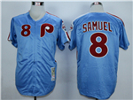 Philadelphia Phillies #8 Juan Samuel 1983 Throwback Light Blue Jersey