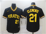 Pittsburgh Pirates #21 Roberto Clemente Black Cooperstown Collection Jersey